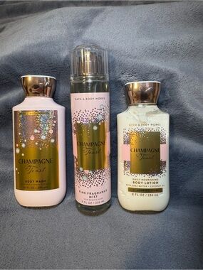 Bath & Body Works Champagne Toast Body Wash, Body Cream, Fragrance Mist Set